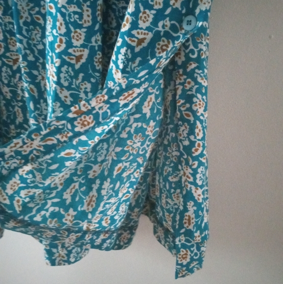 💃Maxi Skirt | Turquoise and Beige Print | Made in Canada | Size 12 - Picture 3 of 8